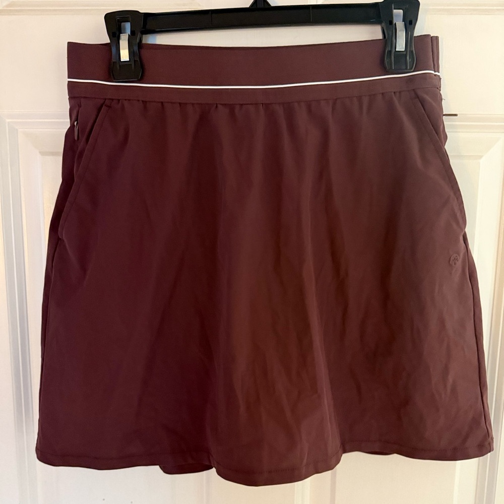 Soybu Burgundy Skirt with White Accent